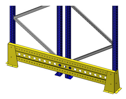 Aanrijdbeveiliging magazijnstellingen/kopse kant bescherming/2600 mm/RAL 1021 geel of RAL 2004 oranje