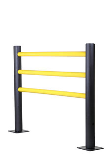 Kruisstaander DFFS-M-4K voor flexibele veiligheidsrailing/voor binnen-en buiten gebruik/hoogte 1200 mm/voetplaat 225x225 mm/t.b.v. 4 railings/kleur: zwart