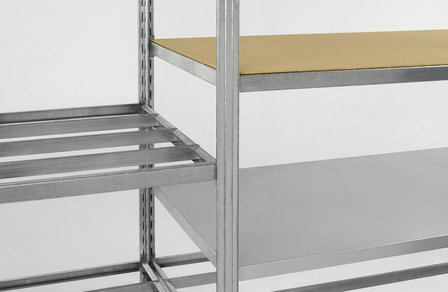 Basisset legbordstelling Epsiline - ca. 2000x1000x300 mm/5 niveaus met buislegborden/221 kg/sendzimir verzinkt/voor tweezijdig gebruik