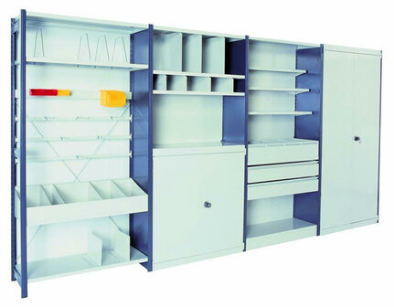 Plaatstalen achterwanden Epsilon - ca. 2000x1000 mm/sluiten de achterzijde van de stelling af en maken kruisschoren overbodig/leverbaar in diverse RAL kleuren