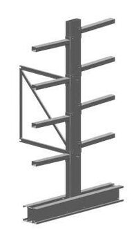 Aanbouwset draagarmstelling voor middelzware lasten - 2500x700 mm/1 dubbelzijdige staander met 4 draagarmen/dubbelzijdig/400 kg per draagarm/leverbaar in diverse RAL kleuren