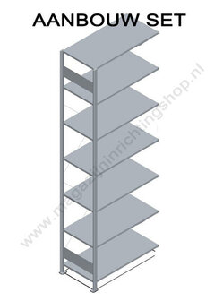 30614-N-Aanbouwsset hangmappenstelling - ca. 2000x1000x350mm/6 hangmappenstangen/inhaaksysteem standaard voor Elba en Leitz/RAL7035 lichtgrijs+sendzimir verzinkt/45kg/kruisschoor