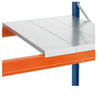 16735-E-Staalpaneelniveau palletstelling - voor staanderdiepte 800mm/liggerlengte 950mm/paneeldikte 1,25mm/verzinkt/draagvermogen 900 kg per niveau