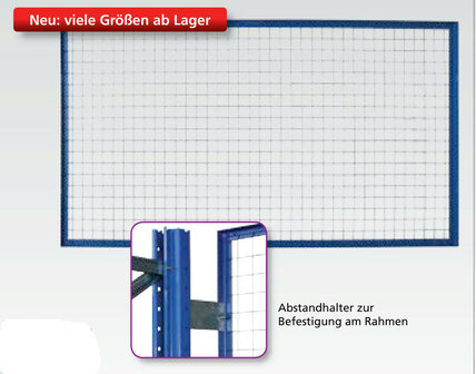 16138-N-Gaasachterwand voor palletstellingen/draadroosterhoogte 1000mm/vakbreedte 3600mm/blauw-verzinkt