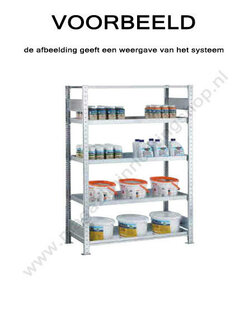 14940-Basisset baklegbordstelling  - ca. 2000x1000x500mm/met baklegborden en afdekbord/tweezijdig bedienbaar/sendzimir verzinkt/150kg legbordbelasting