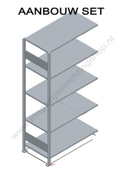 13155-Aanbouwset legbordstelling - ca. 2000x1000x500mm/5 legborden/sendzimir verzinkt/85kg/kruisschoor