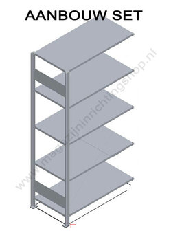 12755-130-LR-Aanbouwset legbordstelling - ca. 2000x1300x500mm/5 legborden/sendzimir verzinkt/150kg/langstraversen