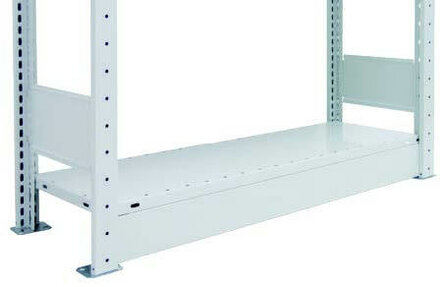 32554-Vloerfrontplaat/hoogte 90 mm/breedte 750 mm/voorkomt dat voorwerpen onder de stelling rollen/RAL 7035 lichtgrijs