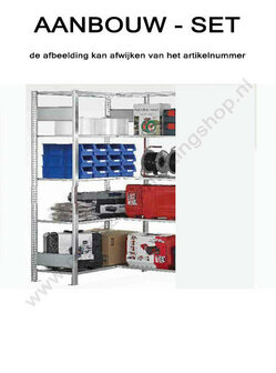 32645-ECK-Aanbouwstelling (veld C) - ca. 2000x1000x400mm/met kruisschoren/5 legborden/RAL7035 lichtgrijs/150kg legbordbelasting