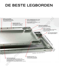 17208-MULTIplus 150 legbord - afmetingen 750x800 mm/verzinkt/draagvermogen 150 kg/randhoogte 25 mm