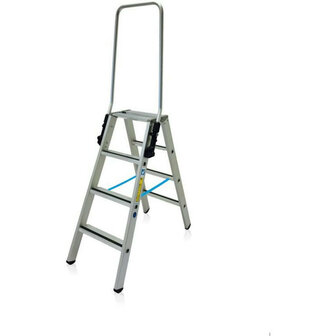 Trap tweezijdig oploopbaar type R13step B - met gefelste treden/ladderlengte 1,15 m/werkhoogte ca. 2,55 m/aantal treden 2x4