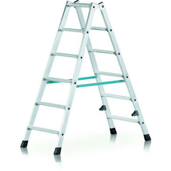 Trap tweezijdig oploopbaar type Nova B - met onwrikbaar gefelste treden/ladderlengte 0,91 m/werkhoogte ca. 2,30 m/aantal treden 2x4