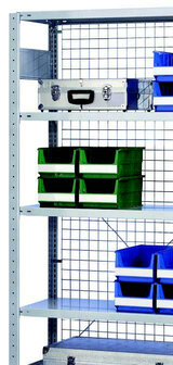 12459-B-Draadroosterzijwand voor basis- en aanbouwstellingen/afmetingen 300x500 mm (HxD)/glansverzinkt/incl. bevestigingshaken/voor stellingdiepte 600 mm