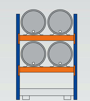 46960-Basisset milieustelling  - ca. 2000x1350x800mm/voor 4 x 200 liter vaten liggend/1 opvangbak(286 liter) zonder rooster