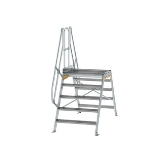 Aluminium brugtrap 60&deg;  - totale hoogte 2.445 mm/hoogte onder platform 1.170 mm/aantal treden 2x5/breedte treden 1.000 mm/treden en platform gemaakt van gegolfd aluminium R 9