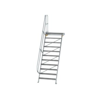 Aluminium vaste trap met platform 60&deg;  - loodrechte hoogte 2.660 mm/aantal treden 11/breedte treden 1.000 mm/treden en platform gemaakt van gegolfd aluminium R 9