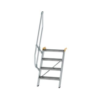 Aluminium vaste trap 60&deg; - loodrechte hoogte 970 mm/aantal treden 4/breedte treden 600 mm/treden gemaakt van gegolfd aluminium R 9