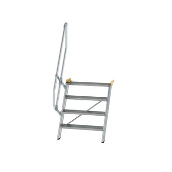 Aluminium vaste trap 60&deg; - loodrechte hoogte 970 mm/aantal treden 4/breedte treden 800 mm/treden gemaakt van gegolfd aluminium R 9