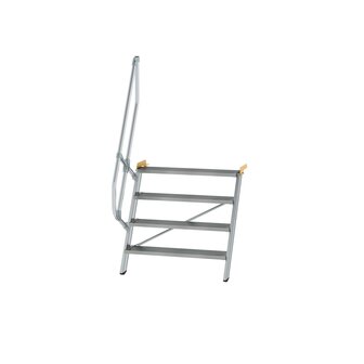 Aluminium vaste trap 60&deg; - loodrechte hoogte 970 mm/aantal treden 4/breedte treden 1.000 mm/treden gemaakt van gegolfd aluminium R 9