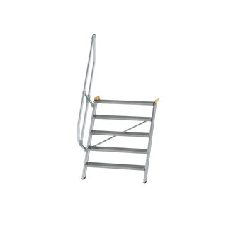 Aluminium vaste trap 60&deg; - loodrechte hoogte 1.210 mm/aantal treden 5/breedte treden 1.000 mm/treden gemaakt van gegolfd aluminium R 9