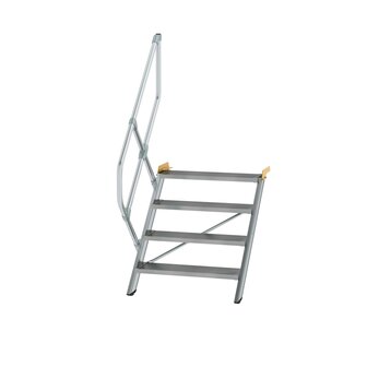 Aluminium vaste trap 45&deg; - loodrechte hoogte 830 mm/aantal treden 4/breedte treden 800 mm/treden gemaakt van gegolfd aluminium R 9