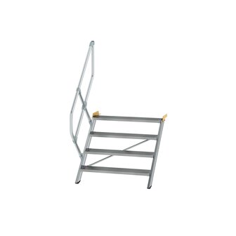 Aluminium vaste trap 45&deg; - loodrechte hoogte 830 mm/aantal treden 4/breedte treden 1.000 mm/treden gemaakt van gegolfd aluminium R 9