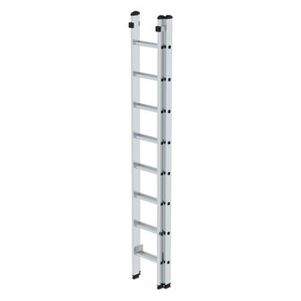 Aluminium 2-delige opsteekladder  - zonder stabilisatiebalk/werkhoogte 5.2 m/ladderlengte uitgeschoven 4.08 m/ladderlengte ingeschoven 2.5 m/aantal sporten 2x8/breedte ladder 420 mm