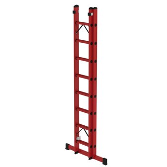 Kunststof 2-delige opsteekladder  - met stabilisatiebalk/werkhoogte 5.2 m/ladderlengte uitgeschoven 4.18 m/ladderlengte ingeschoven 2.5 m/aantal sporten 2x8/breedte ladder 420 mm