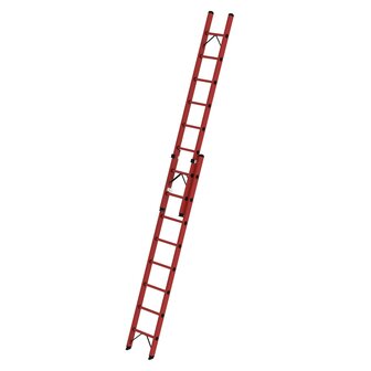 Kunststof 2-delige opsteekladder  - zonder stabilisatiebalk/werkhoogte 5.2 m/ladderlengte uitgeschoven 4.18 m/ladderlengte ingeschoven 2.5 m/aantal sporten 2x8/breedte ladder 420 mm