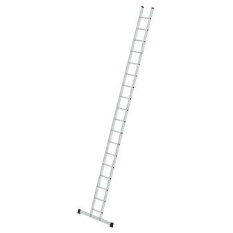 Aluminium enkele ladder - met stabilisatiebalk/werkhoogte 6.4 m/ladderlengte 5.3 m/aantal sporten 18/breedte ladder 350 mm