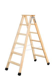 Houten trap tweezijdig oploopbaar - werkhoogte 2.940 mm/ladder lengte 1.630 mm/aantal treden 2x6/belastbaar tot 150 kg