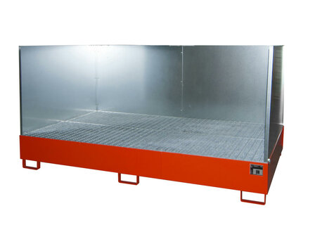 Opvangbak type AW 1000-10F/SW - ca. 2690x1650x375 mm (lxbxh)/opvangvolume 1186 liter/max. 10 vaten van 200 liter of max. 2 containers (IBC) van 1000 liter/met verzinkt rooster (draagkracht 1000 kg/m&sup2;)