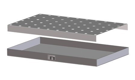 Opvangbak voor kleine blikken type KGW 2/M - ca. 940x470x60 mm (lxbxh)/opvangvolume 24 liter/speciaal afgestemd op de opslag van kleine blikken/opvangbak van 3 mm verzinkt plaatstaal