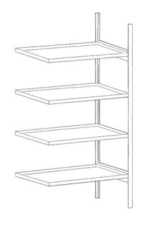 Aanbouwrek voor kleine blikken type 3020-4E verzinkt - ca. 1000x600x2000 mm (bxdxh)/met 4 vakniveaus (4 verzinkte opvangbakken)/opvangvolume 4 x 30 liter