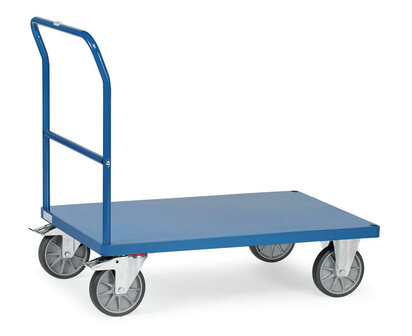 Duwbeugelwagen met platform van staal 2503B, laadvlak 1200x800mm, Fetra, platformwagen met 1 duwbeugel