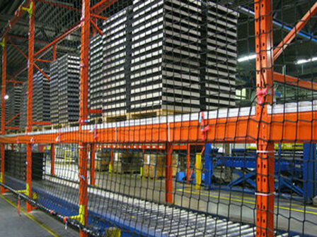 Magazijnstellingnet set A compleet/voor liggerlengte 3600 mm/nethoogte 8500 mm/draaddikte 5 mm/maaswijdte 100 mm/keuze uit vijf kleuren