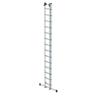 Aluminium 2-delige opsteekladder  - met stabilisatiebalk/werkhoogte 8.3 m/ladderlengte uitgeschoven 7.22 m/ladderlengte ingeschoven 4.14 m/aantal sporten 2x14/breedte ladder 420 mm