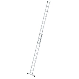 Aluminium 2-delige opsteekladder  - met stabilisatiebalk/werkhoogte 9.4 m/ladderlengte uitgeschoven 8.34 m/ladderlengte ingeschoven 4.74 m/aantal sporten 2x16/breedte ladder 420 mm