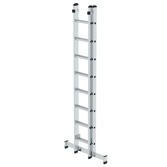 Aluminium 2-delige opsteekladder  - met Nivello stabilisatiebalk/werkhoogte 5.2 m/ladderlengte uitgeschoven 4.08 m/ladderlengte ingeschoven 2.5 m/aantal sporten 2x8/breedte ladder 420 mm