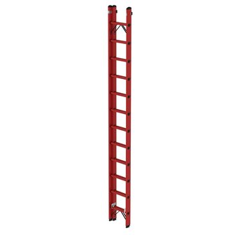 Kunststof 2-delige opsteekladder  - zonder stabilisatiebalk/werkhoogte 7.4 m/ladderlengte uitgeschoven 6.41 m/ladderlengte ingeschoven 3.61 m/aantal sporten 2x12/breedte ladder 420 mm