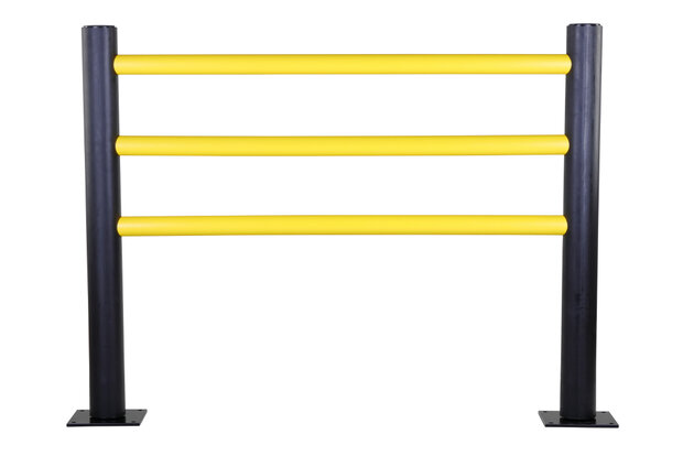 Eindstaander DFFS-M-E voor flexibele veiligheidsrailing/voor binnen-en buiten gebruik/hoogte 1200 mm/voetplaat 225x225 mm/t.b.v. 3 railings/kleur: zwart