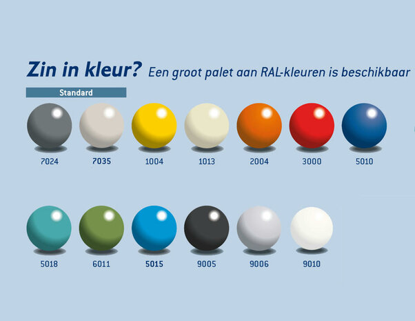 Staanders grootvakstelling Epsivol - ca. 2500x1100 mm (hxd)/stijlen leverbaar in diverse RAL kleuren/vakwerk verzinkt/perforaties om de 50 mm