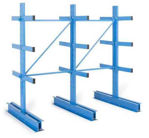 Aanbouwset draagarmstelling voor lichte lasten - 2000x(2x)400 mm/1 dubbelzijdige staander met 3 draagarmen/dubbelzijdig/184 kg per draagarm/leverbaar in diverse RAL kleuren