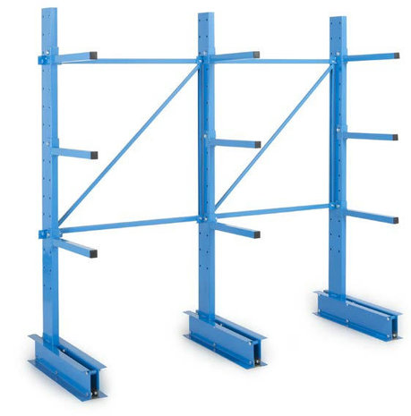 Basisset draagarmstelling voor lichte lasten - 2000x400 mm/2 enkelzijdige staanders met elk 3 draagarmen/enkelzijdig/184 kg per draagarm/leverbaar in diverse RAL kleuren