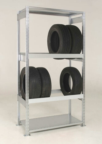 Basisset bandenstelling Adaptiv - ca. 2750x1250 mm/4 liggerniveaus/staanders gegalvaniseerd/liggers leverbaar in diverse RAL kleuren