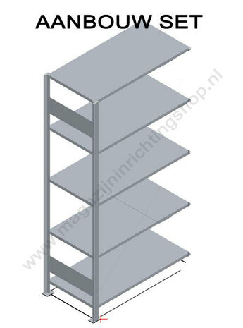 13145-Aanbouwset legbordstelling - ca. 2000x1000x400mm/5 legborden/sendzimir verzinkt/85kg/kruisschoor