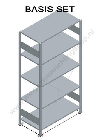 12960-75-Basisset legbordstelling - ca. 2000x750x600mm/5 legborden/sendzimir verzinkt/250kg/kruisschoor