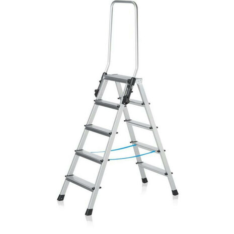 Trap tweezijdig oploopbaar type Xlstep B - met geklonken treden/met neerklapbare veiligheidsbeugel/ladderlengte 2,17 m/werkhoogte ca. 3,50 m/aantal treden 2x8