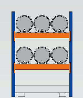 46962-Basisset milieustelling  - ca. 2000x1350x800mm/voor 6 x 60 liter vaten liggend/1 opvangbak(286 liter) zonder rooster