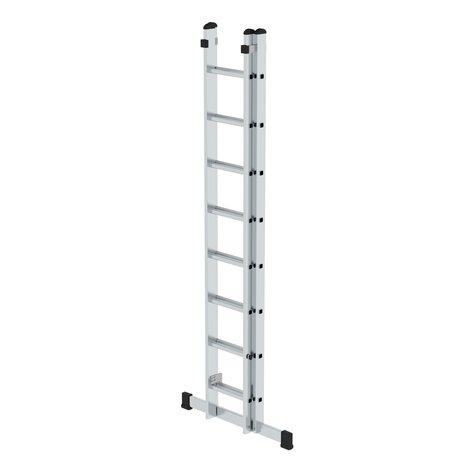 Aluminium 2-delige opsteekladder  - met stabilisatiebalk/werkhoogte 5.2 m/ladderlengte uitgeschoven 4.08 m/ladderlengte ingeschoven 2.5 m/aantal sporten 2x8/breedte ladder 420 mm